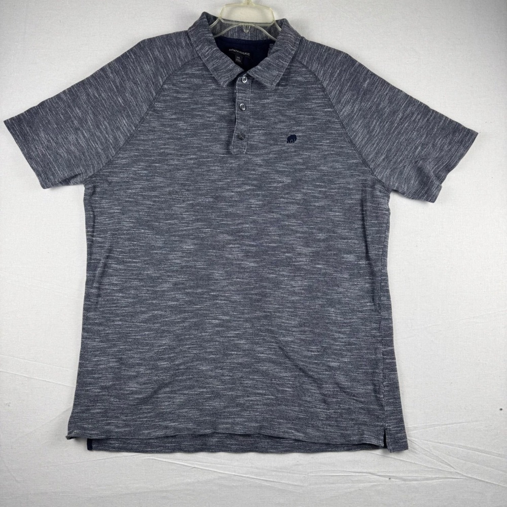 Banana Republic Mens XXL Navy Marl Space Dye Cotton Polo Shirt Elephant Logo
